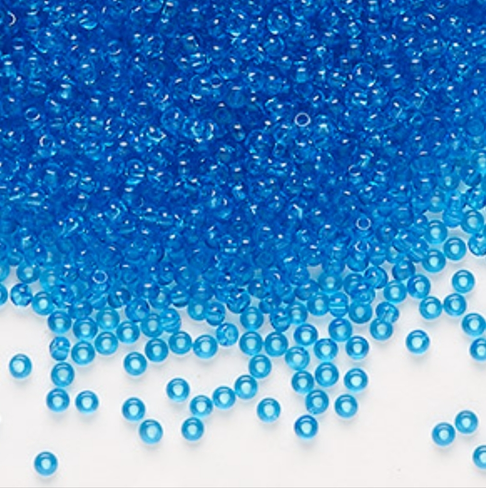 5/$15 Seed Bead Czech Glass Transparent Sea Blue Tube